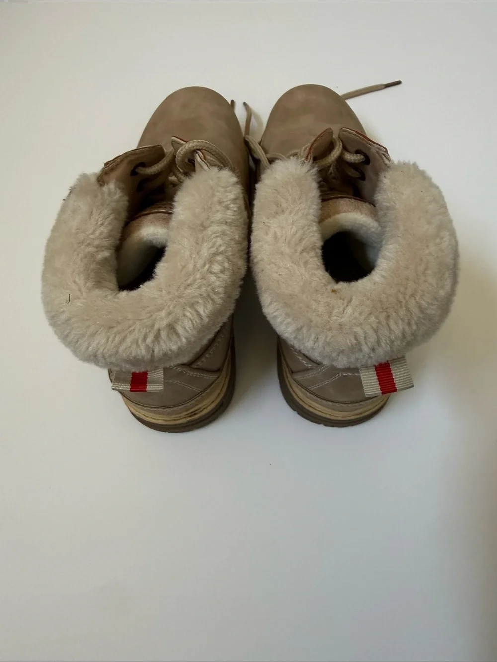 Taupe Faux-Shearling Lace-Up Winter Boots